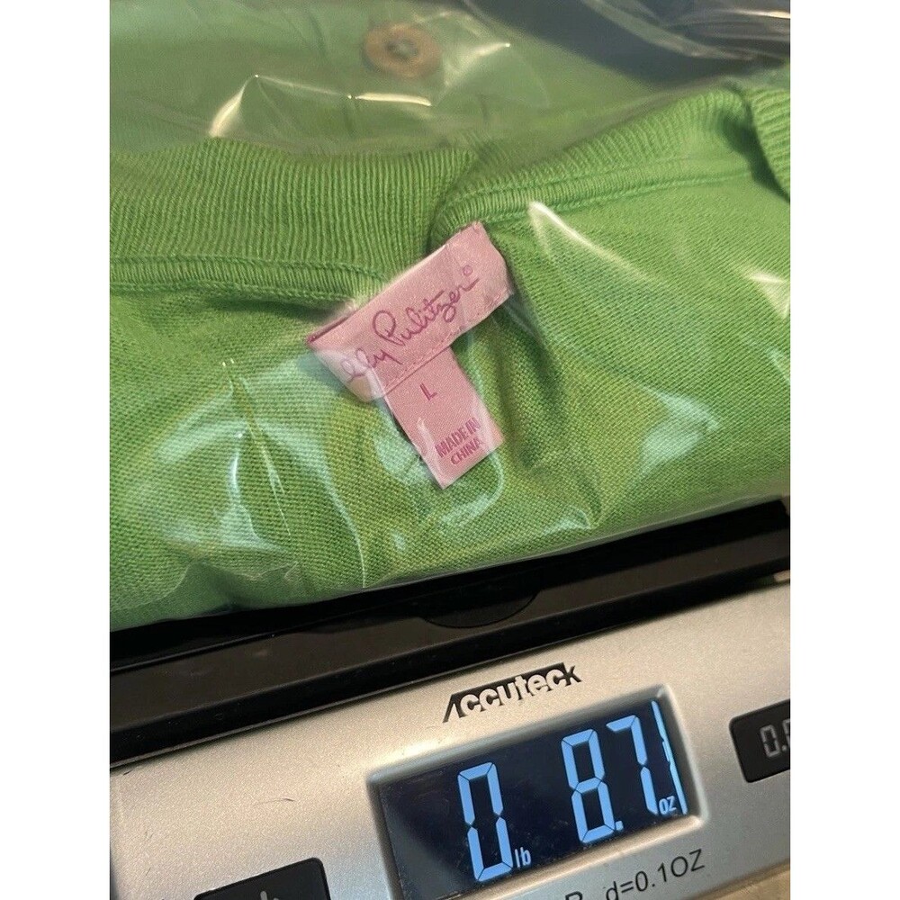 Lilly Pulitzer Cardigan Womens L Green V-Neck Button Front Lightweight Preppy - Picture 11 of 12